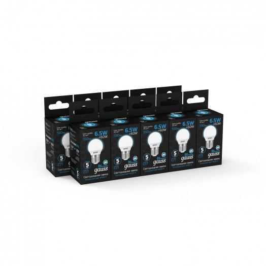 Лампа светодиодная LED 6.5 Вт 550 лм 6500К AC150-265В E27 шар P45 холодная  Black Gauss