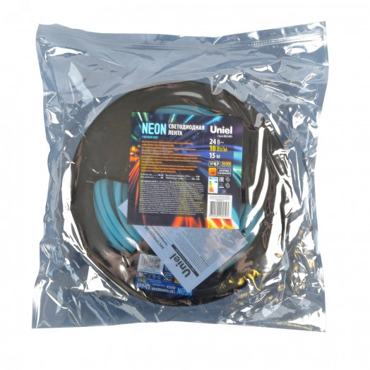 Светодиодная гибкая герметичная лента. NEON ULS-N11-2835-120LED/m-8mm-IP67-DC24V-10W/m-15M-LIGHTBLUE катушка 15 в герметичной упаковке. голубой свет
