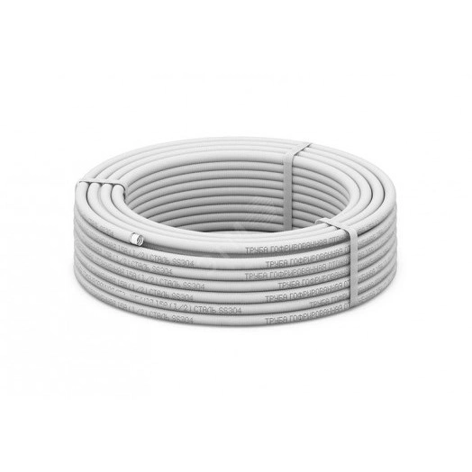 Труба гофр. из нерж.стали SS304 15A, отожженная в оболочке белая, 50м