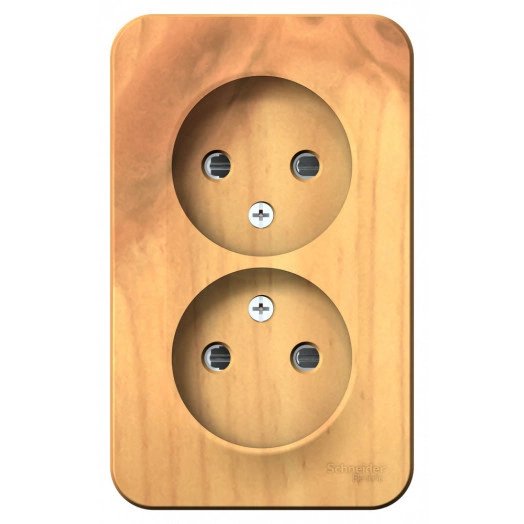 Розетка BLANCA наружная двойная, без заземления, со шторками, с изолирующей пластиной, 16А, 250В, ясень