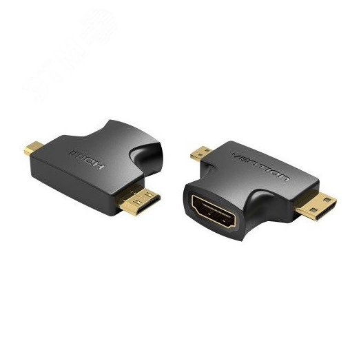Адаптер переходник HDMI 19F на mini HDMI и micro HDMI, контакты позолоченные
