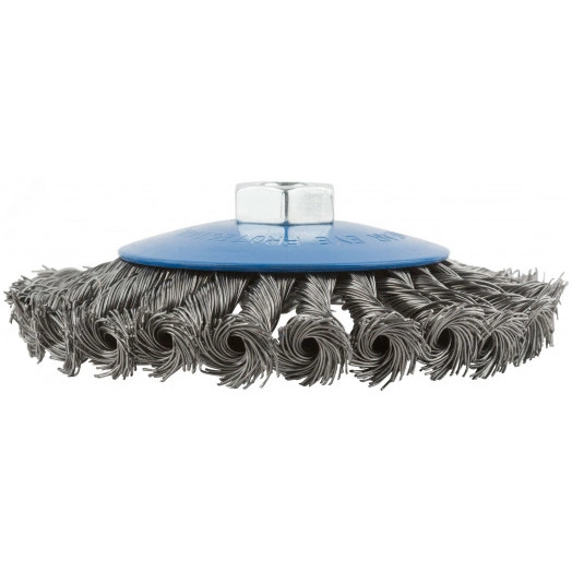 Кордщетка, тип ''колесо'' с наклоном, гайка М14, стальная витая проволока 125 мм