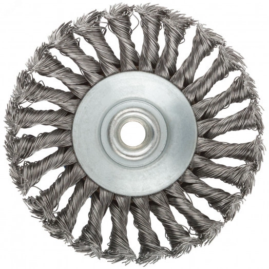Кордщетка, тип ''колесо'' с наклоном, гайка М14, стальная витая проволока 125 мм
