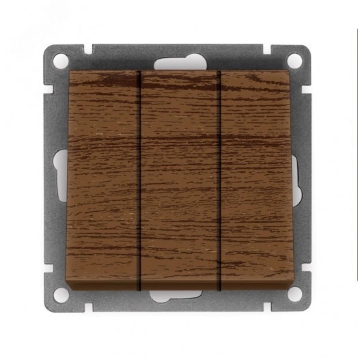 Выключатель трехклавишный UNIVersal серия Афина, с/у, 10А, 220В, венге (еврослот), механизм