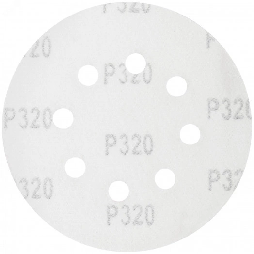 Круги шлифовальные с отверстиями (липучка), алюминий-оксидные, 125 мм, 5 шт Р 320