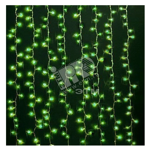 Электрогирлянда Занавес внутренний 625 микроламп 2.5х1.5м зеленая