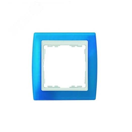 Рамка на 1 пост, S82, синий полупрозрачный - белый