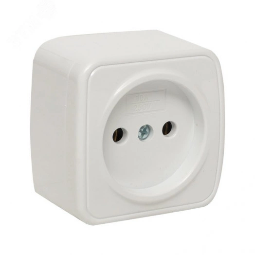 Розетка Минск одноместная ОП 10А без заземления белая