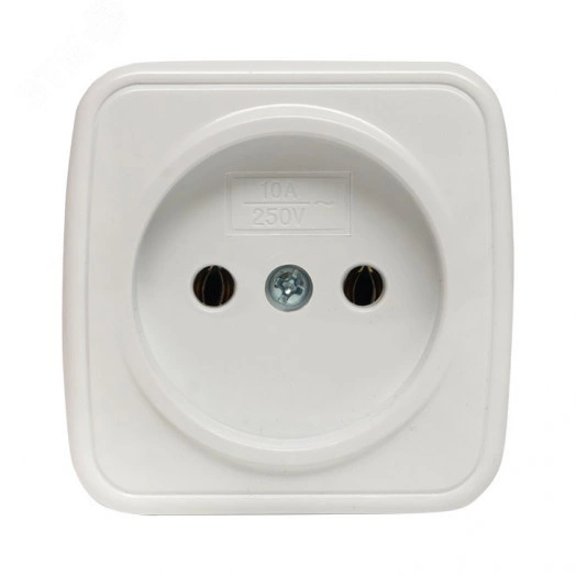 Розетка Минск одноместная ОП 10А без заземления белая