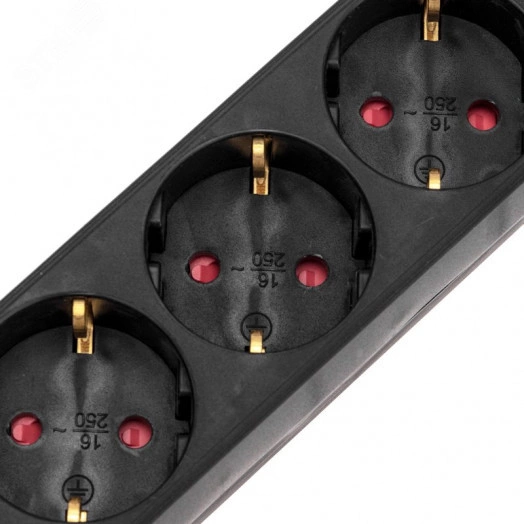 Удлинитель STANDARD 5 гнезд, 3 м, 3х1,0 мм2, с/з, с выключателем, черный