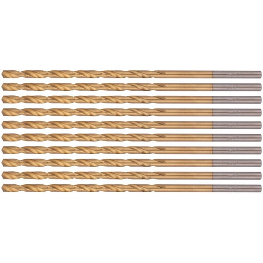 Сверла HSS по металлу, удлиненные, титановое покрытие 3.5х112 мм (10 шт)