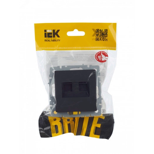 BRITE Розетка компьютерная двойная RJ45 кат.5E РК10-2-БрГ графит