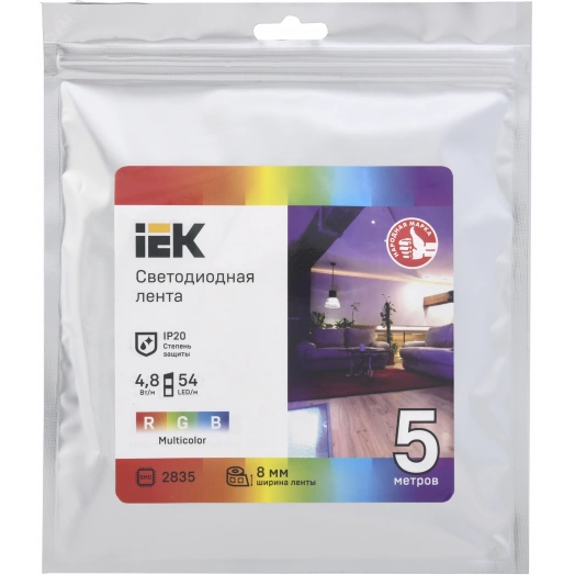 Лента светодиодная 5м LSR-2835RGB54-4,8-IP20-12В IEK