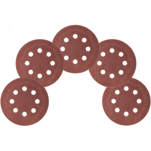 Круги шлифовальные с отверстиями (липучка), алюминий-оксидные, 125 мм, 5 шт Р 40