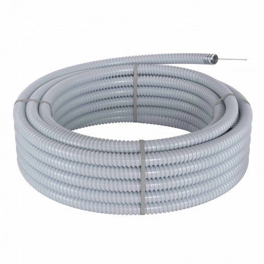 Металлорукав DN 20мм в герметичной ПВХ изоляции, Dвн 20,5 мм, Dнар 25,5, с протяжкой, 50 м, цвет серый