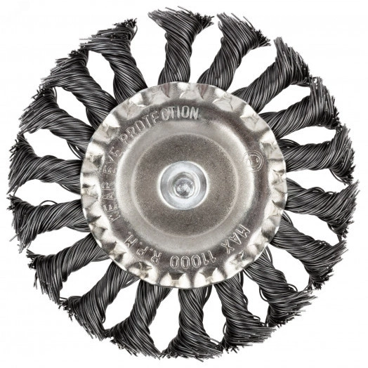 Кордщетка дисковая прямая, со шпилькой, стальная витая проволока 100 мм