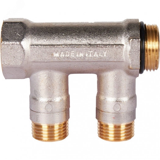 Коллектор с шаровыми кранами 3/4', 2 отвода 1/2' (красные ручки)