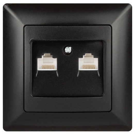 Розетка информационная 2xRJ45, СУ, Solo, антрацит 4-304-05 Intro