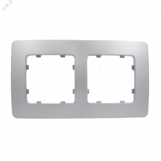 Рамка двухместная, скрытой установки, цвет серебро