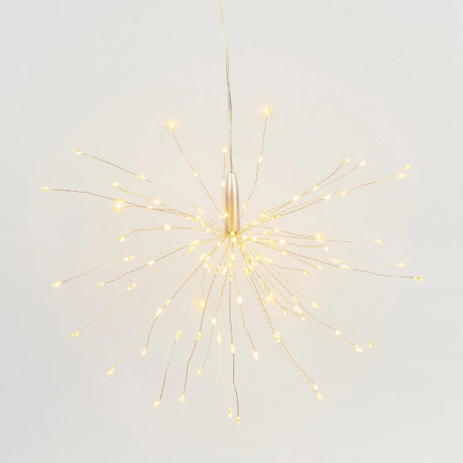 Фигура светодиодная Фейерверк на батарейках 3AA (не в/к) 30х30см Подвесная 120 светодиодов Теплый белый свет Пульт ДУ (в/к) Провод прозрачный ULD-H3030-150/DTA/3AA/RC WARM WHITE IP20 FIREWORKS  TM Uniel