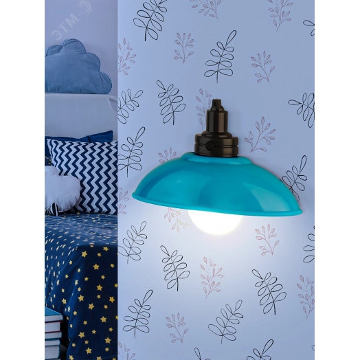 Ночник - светильник светодиодный NLED-487-1W-SW-BU настенный на батарейках с выключателем голубой