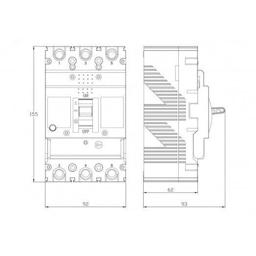 Автоматический выключатель YON MGS160 3P 128-160A 36kA