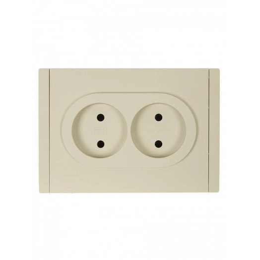 FORTE&PIANO Розетка 2-местная без заземления без защитных шторок безвинтовое крепление 10А FP426 ваниль IEK