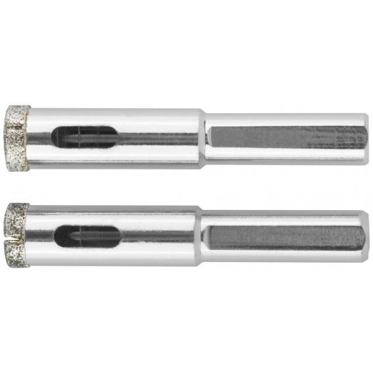 Коронки кольцевые по керамограниту, камню и кафелю алмазные, набор 2 шт, 12х67 мм