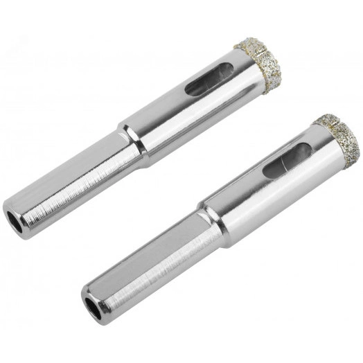 Коронки кольцевые по керамограниту, камню и кафелю алмазные, набор 2 шт, 12х67 мм