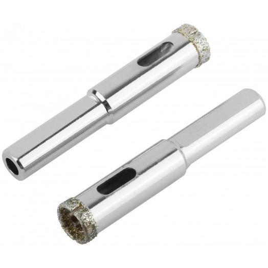 Коронки кольцевые по керамограниту, камню и кафелю алмазные, набор 2 шт, 12х67 мм