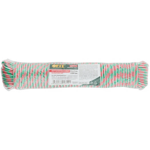 Шнур полипропиленовый с сердечником 5 мм х 20 м, р/н= 240 кгс