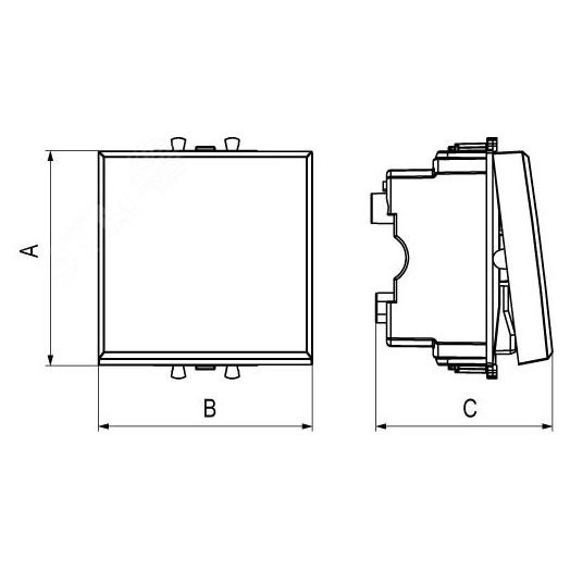 Avanti Выключатель одноклавишный, модульный Закаленная сталь 2 модуля