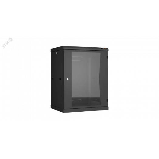 Шкаф настенный разбор 19д 15U стеклянная дверь Ш600хВ770хГ450мм черный