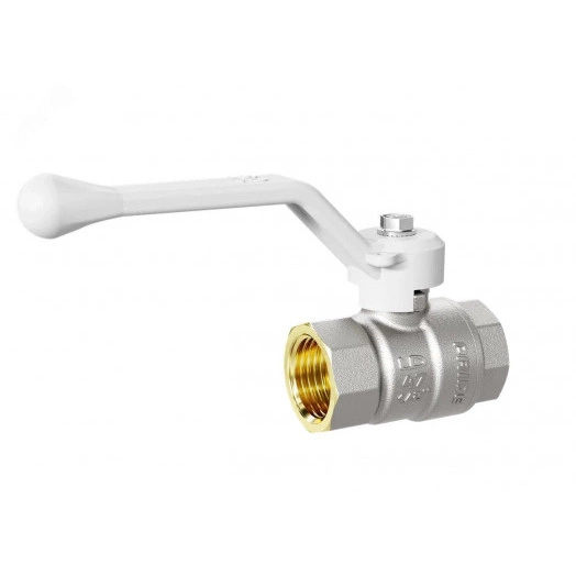 Кран шаровой 11б27п1 Ду15 Ру40 (1/2') ВВ белая ручка рычаг