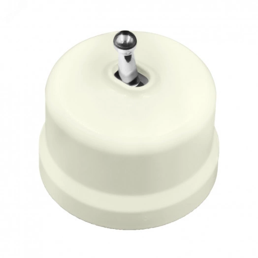 Выключатель Лизетта 1-кл. проходной, пластик, цвет Слоновая кость, Серебро (тумблерный)