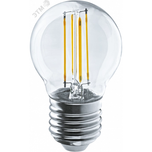 Лампа светодиодная LED 4вт Е27 теплый шар FILAMENT