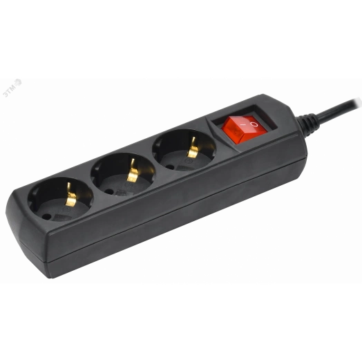 Удлинитель У03В 3 места с заземлением 3м 3х1мм2 10А 250В черный GENERICA