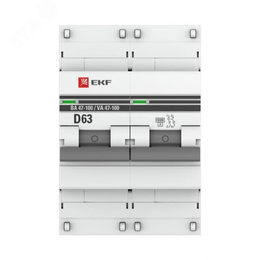 Автоматический выключатель ВА 47-100 2P 63А (D) 10kA PROxima