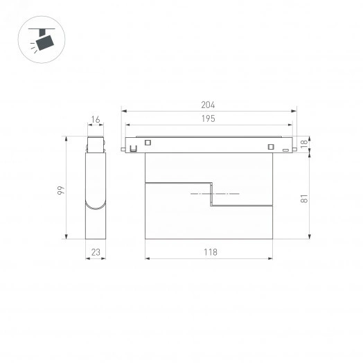 Светильник MAG-ORIENT-FLAT-FOLD-S195-6W Warm2700 (BK, 80 deg, 48V) (Arlight, IP20 Металл, 5 лет)