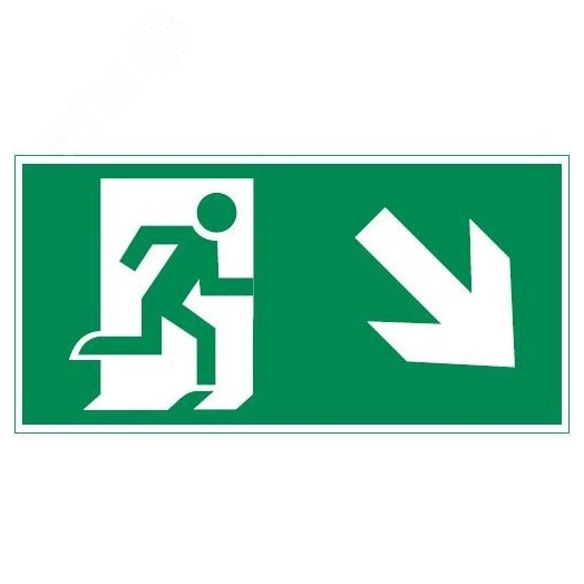 Пиктограмма "ФИГУРА / СТРЕЛКА ВПРАВО ВНИЗ" 400х200мм для аварийно-эвакуационного светильника Vaul