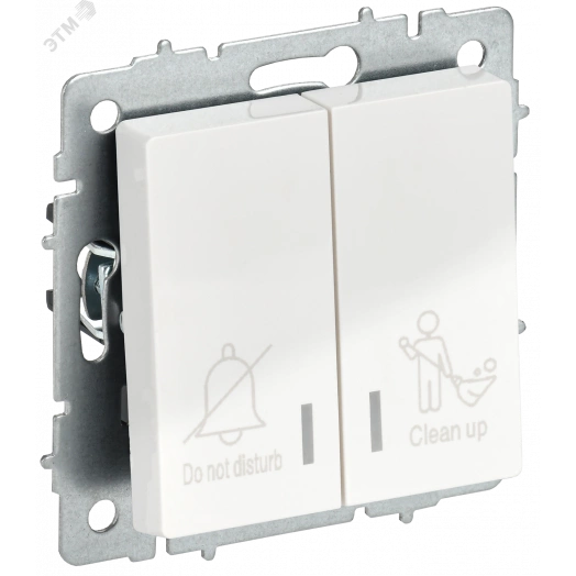 BRITE Выключатель 2-клавишный с индикацией для отелей 10А ВС10-2-9-БрБ белый IEK