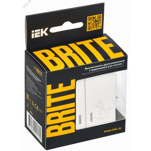 BRITE Выключатель 2-клавишный с индикацией для отелей 10А ВС10-2-9-БрБ белый IEK