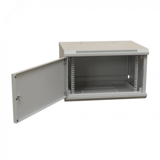 Шкаф настенный 19-дюймовый 19'' 9U 500x600х600мм металлическая передняя дверь с замком серый RAL 7035 WRline''