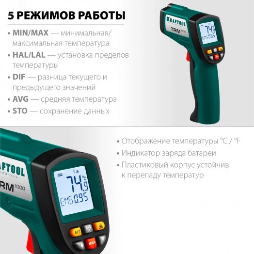 Пирометр инфракрасный, -50°С +950°С, TRM-1000