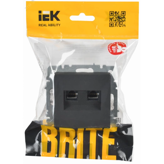 BRITE Розетка компьютерная двойная RJ45 кат.6 РК11-2-БрГ графит IEK