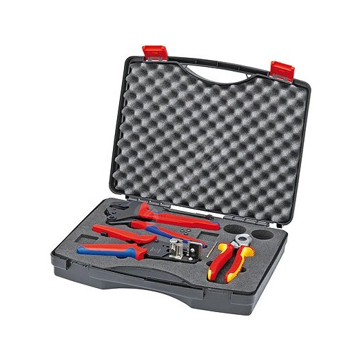 Чемодан для фотогальваники 3 предмета комплектация: стриппер прецизионный KN-121211 кабелерез KN-9516165 пресс-клещи KN-9743200