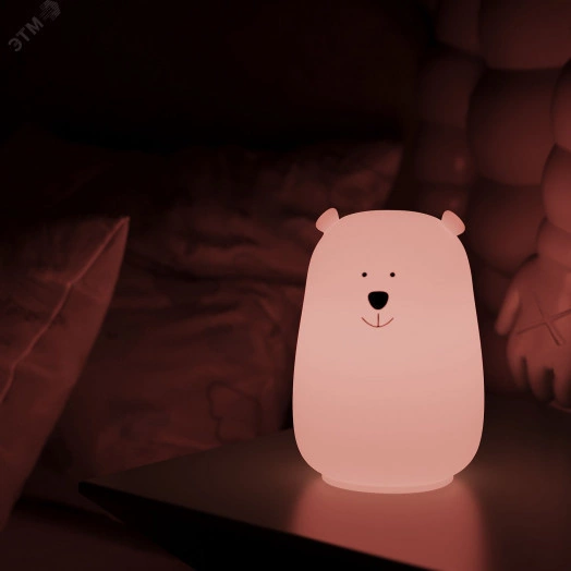 Светильник-ночник светодиодный детский LED 2 Вт модель белый с Li-ion аккумулятором и USB разъемом медведь NN Gauss