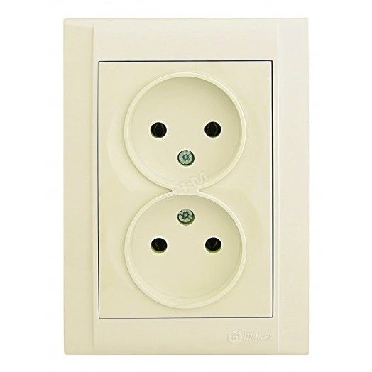 Defne Розетка двойная без заземления бежевая