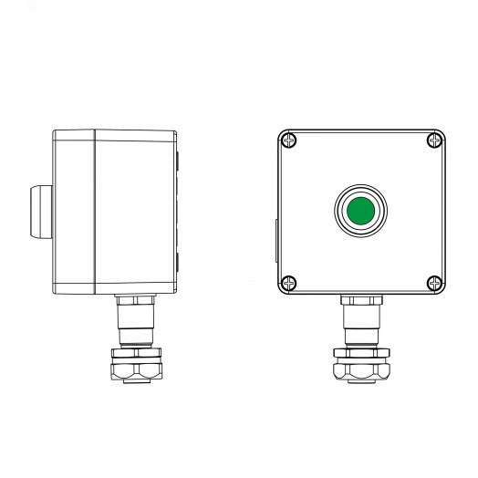 Взрывозащищенный пост управления из алюминия      120x120x90мм 1Ex d e IIC Т6 Gb / Ex tb IIIC T80°C Db IP66
