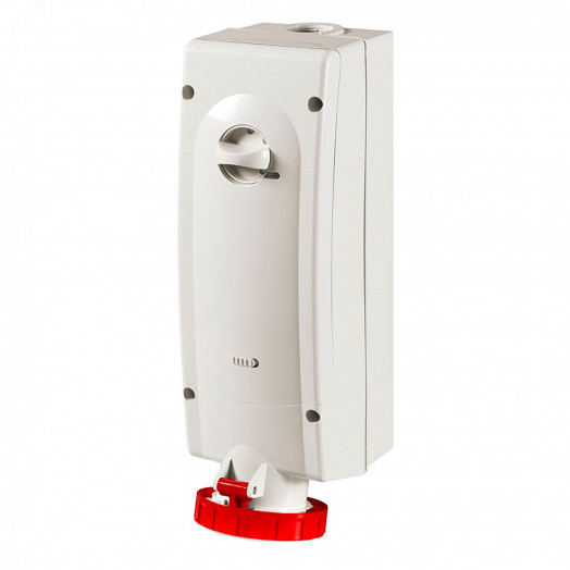 Розетка наружной установки IP67 63А 3P+E+N 400В с механической блокировкой и боковым расположением разъема